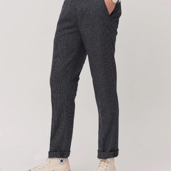 PERCIVAL Dress Trousers Navy Mini Check - Picture 2 of 3